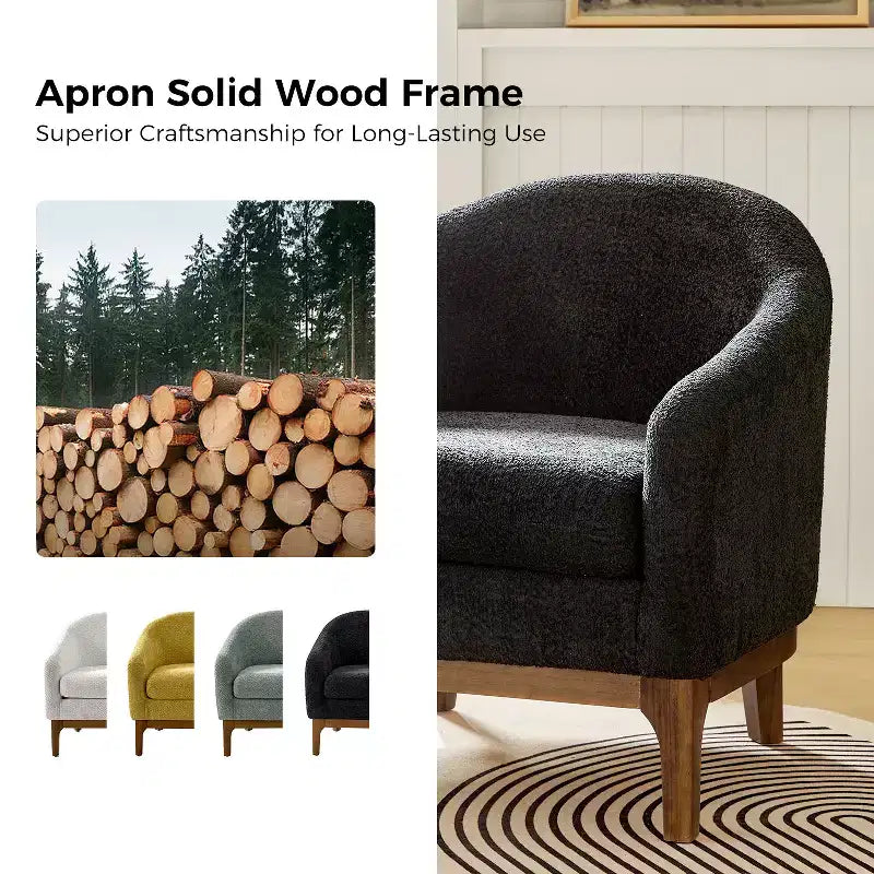 Fauteuil Kiian Boucle avec pieds en bois massif | HULALA HOME