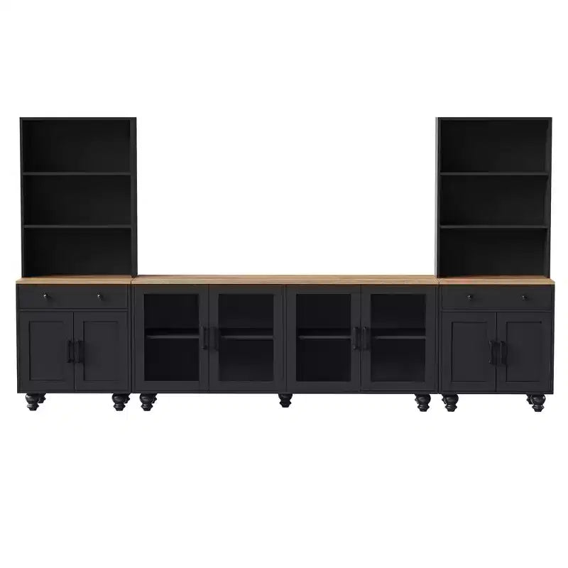 Meuble TV mural 3 pièces, centre de divertissement avec étagères pour téléviseurs jusqu'à 70 pouces, meuble console média avec tiroirs pour salon et chambre