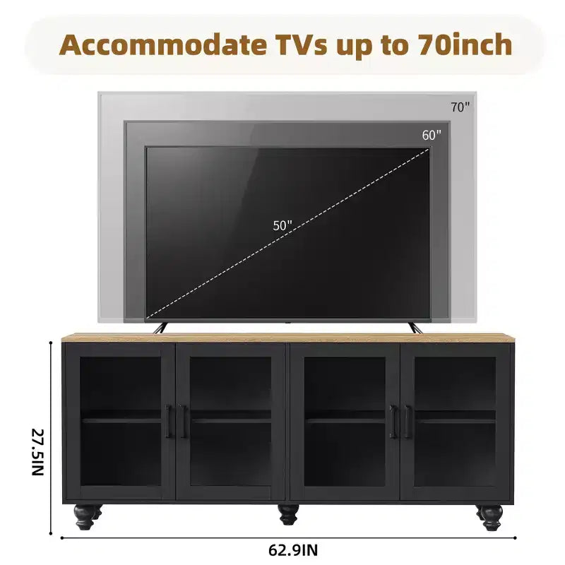 Meuble TV mural 3 pièces, centre de divertissement avec étagères pour téléviseurs jusqu'à 70 pouces, meuble console média avec tiroirs pour salon et chambre