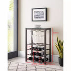 Kings Brand Furniture Table de Rangement pour Bouteilles de Vin Autoportante, 20 Bouteilles avec Porte-Verres (Étain)