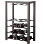 Kings Brand Furniture Table de Rangement pour Bouteilles de Vin Autoportante, 20 Bouteilles avec Porte-Verres (Étain)