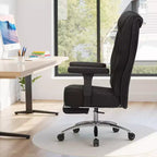 Chaise de bureau ergonomique VECELO avec repose-pieds et accoudoirs, chaise réglable en hauteur avec soutien lombaire et cervical, noire