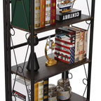Étagère pliable VECELO, bibliothèque pliable à 5 niveaux, étagère de rangement industrielle en métal pour salon ou chambre, marron