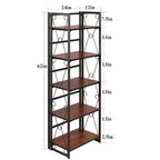 Étagère pliable VECELO, bibliothèque pliable à 5 niveaux, étagère de rangement industrielle en métal pour salon ou chambre, marron