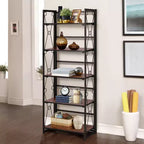 Étagère pliable VECELO, bibliothèque pliable à 5 niveaux, étagère de rangement industrielle en métal pour salon ou chambre, marron
