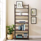Étagère pliable VECELO, bibliothèque pliable à 5 niveaux, étagère de rangement industrielle en métal pour salon ou chambre, marron