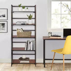 Étagère pliable VECELO, bibliothèque pliable à 5 niveaux, étagère de rangement industrielle en métal pour salon ou chambre, marron