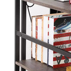 Étagère pliable VECELO, bibliothèque pliable à 5 niveaux, étagère de rangement industrielle en métal pour salon ou chambre, marron