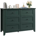 Commode Acekool 6 tiroirs, grande commode de rangement, tiroirs profonds, poignées, style moderne et rustique pour chambre à coucher, placard, salon, vert
