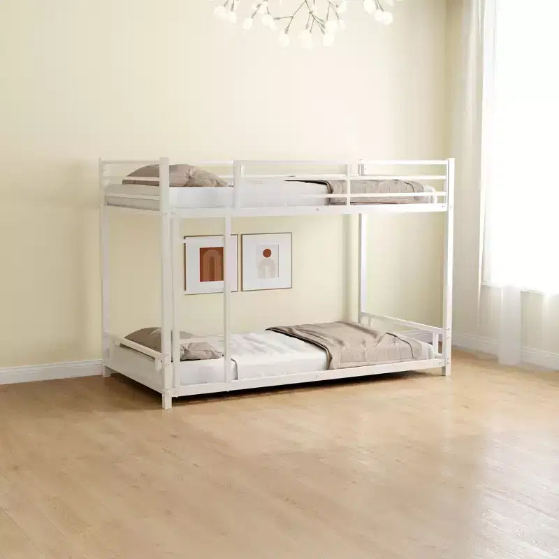 Lit superposé en métal double Okak Twin sur Twin, cadre de lit robuste avec échelle et garde-corps de sécurité pour adultes et adolescents, réduction du bruit, montage facile