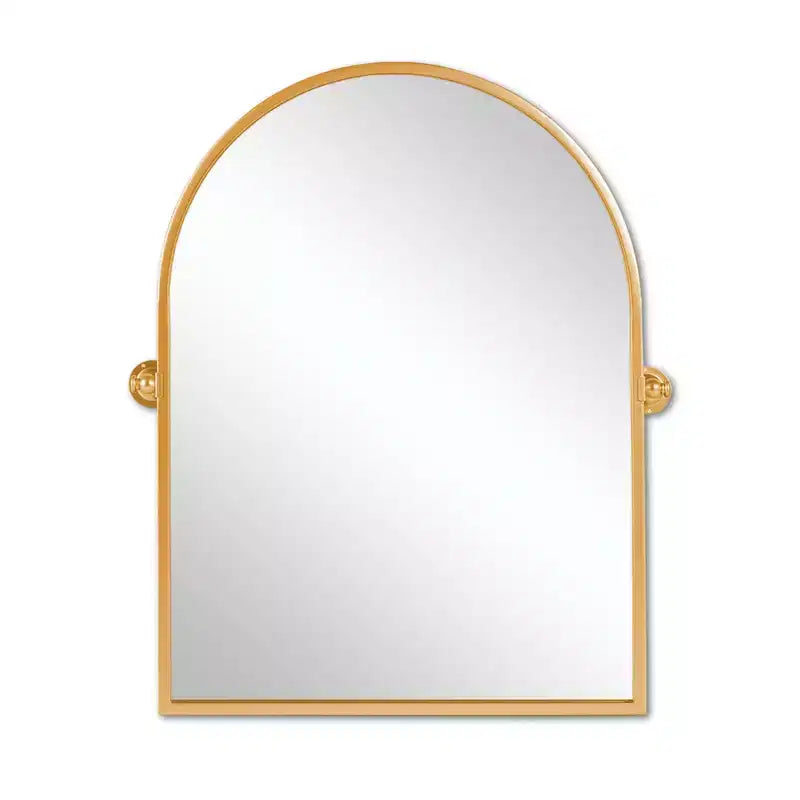 MAYEERTY Miroir mural d'appoint arqué à angle droit avec cadre en métal doré 36 x 24 x 2