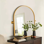 MAYEERTY Miroir mural d'appoint arqué à angle droit avec cadre en métal doré 36 x 24 x 2