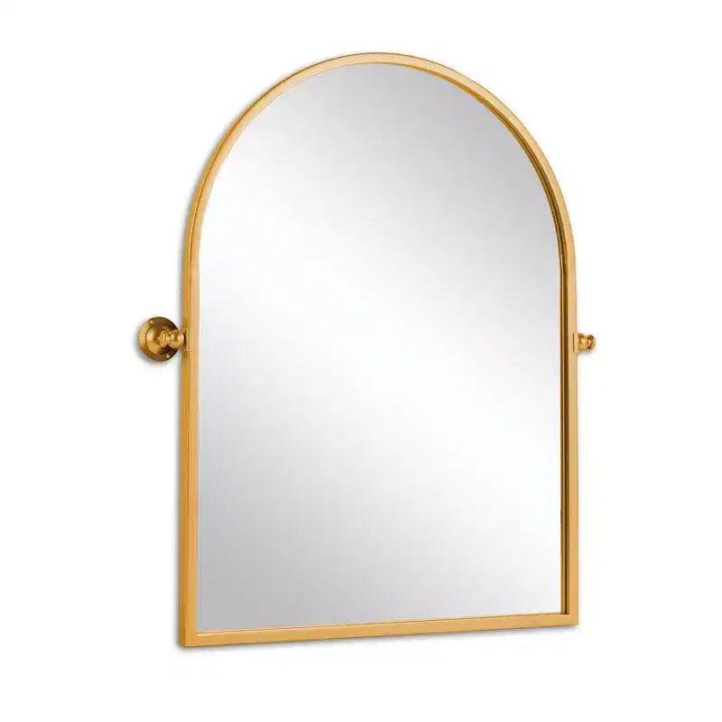 MAYEERTY Miroir mural d'appoint arqué à angle droit avec cadre en métal doré 36 x 24 x 2