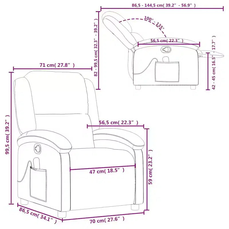 vidaXL Fauteuil de massage inclinable noir - Dossier et repose-pieds réglables pour une relaxation optimale