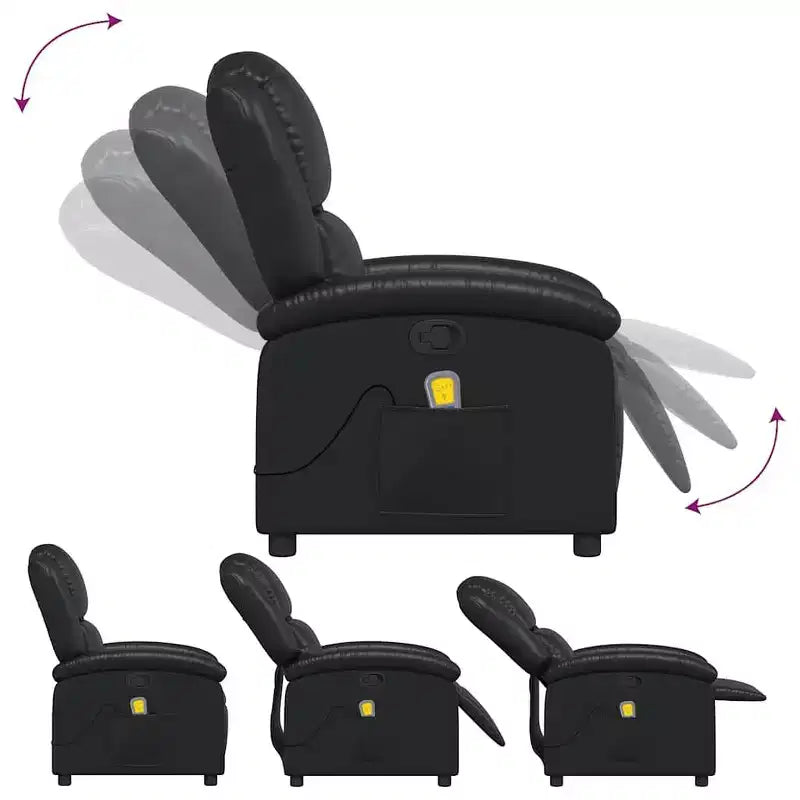 vidaXL Fauteuil de massage inclinable noir - Dossier et repose-pieds réglables pour une relaxation optimale
