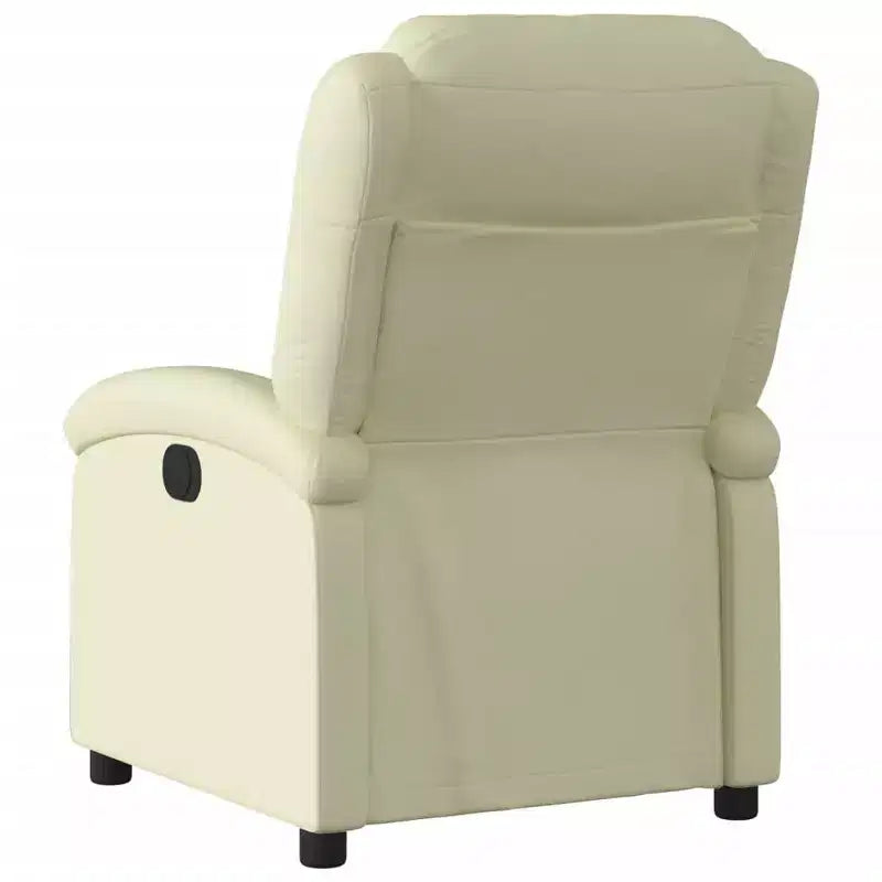 vidaXL Fauteuil inclinable à oreilles Canapé inclinable Mobilier d'assise Cuir véritable - Crème Inclinaison manuelle sans massage