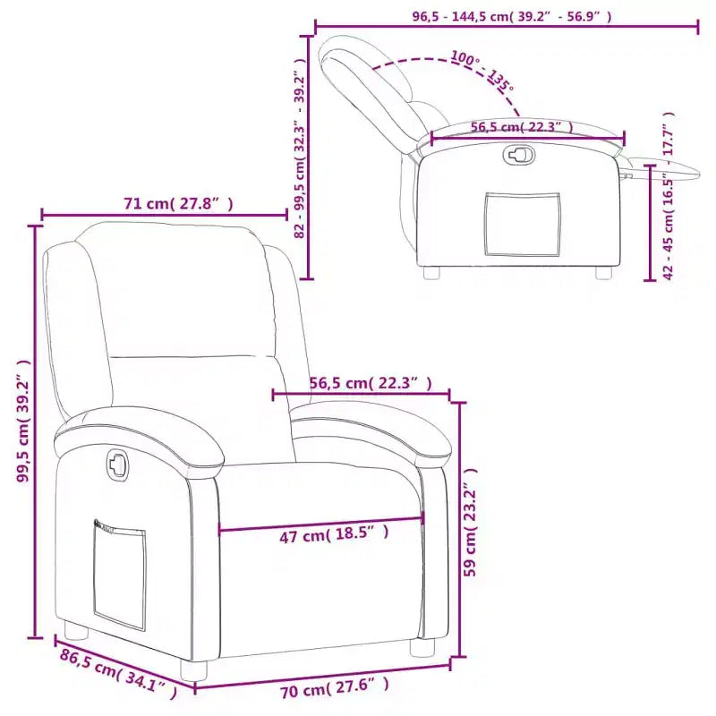 vidaXL Fauteuil inclinable à oreilles Canapé inclinable Mobilier d'assise Cuir véritable - Crème Inclinaison manuelle sans massage