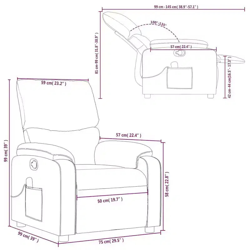 vidaXL Fauteuil de massage inclinable Similicuir noir, métal, contreplaqué, individuel