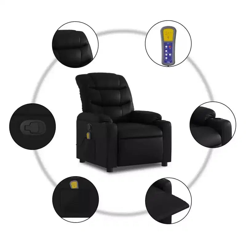 vidaXL Fauteuil de massage inclinable Similicuir noir, métal, contreplaqué, individuel