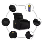 vidaXL Fauteuil de massage inclinable Similicuir noir, métal, contreplaqué, individuel