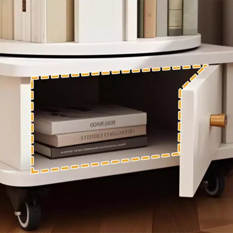 Étagère à livres rotative à 360° à 6 niveaux Chic Crate avec roulettes et tiroir, bibliothèque peu encombrante pour chambre et bureau à domicile