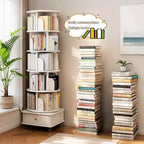 Étagère à livres rotative à 360° à 6 niveaux Chic Crate avec roulettes et tiroir, bibliothèque peu encombrante pour chambre et bureau à domicile
