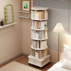 Étagère à livres rotative à 360° à 6 niveaux Chic Crate avec roulettes et tiroir, bibliothèque peu encombrante pour chambre et bureau à domicile