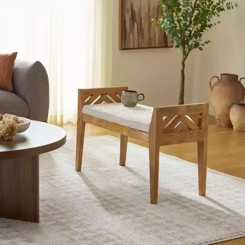 Banc en bois Hamburg - BCH3702 - Beige/Naturel - Safavieh