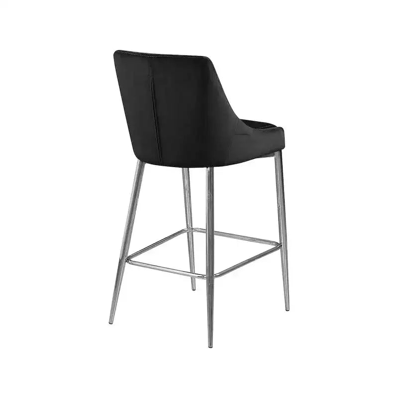 Tabouret Karina en velours noir, lot de 2, Meridian Furniture