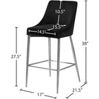 Tabouret Karina en velours noir, lot de 2, Meridian Furniture