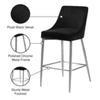 Tabouret Karina en velours noir, lot de 2, Meridian Furniture