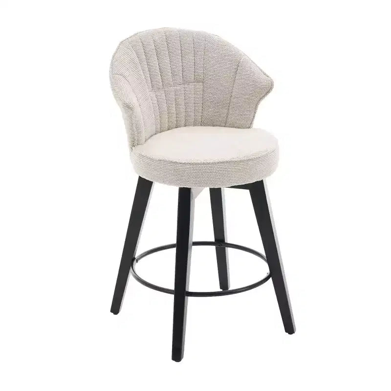 Zeus et Ruta, ensemble de 2 tabourets de bar pivotants à oreilles de 63,5 cm, avec revêtement en chenille, pieds en bois et hauteur réglable