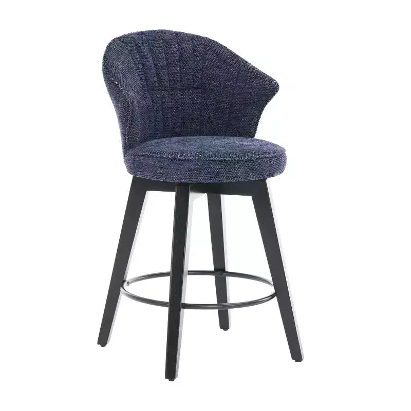 Zeus et Ruta, ensemble de 2 tabourets de bar pivotants à oreilles de 63,5 cm, avec revêtement en chenille, pieds en bois et hauteur réglable