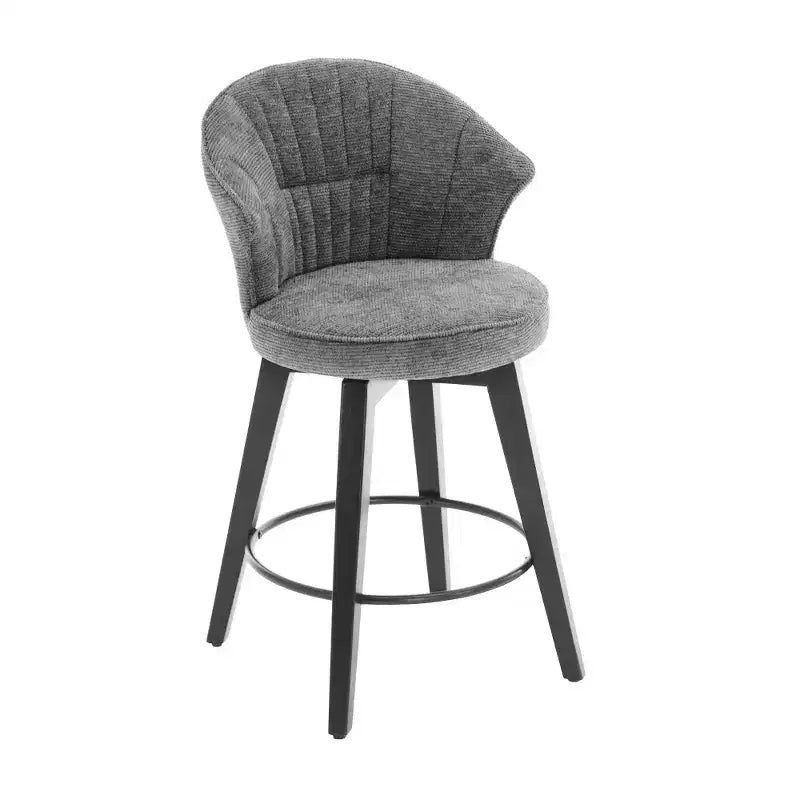 Zeus et Ruta, ensemble de 2 tabourets de bar pivotants à oreilles de 63,5 cm, avec revêtement en chenille, pieds en bois et hauteur réglable