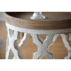 Grande table d'appoint blanche vieillie