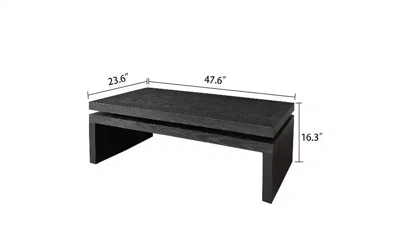 TUYOHW Table basse moderne en bois avec plateau flottant, table de salon rectangulaire élégante, table de canapé industrielle