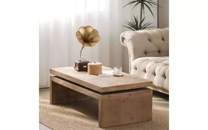 TUYOHW Table basse moderne en bois avec plateau flottant, table de salon rectangulaire élégante, table de canapé industrielle