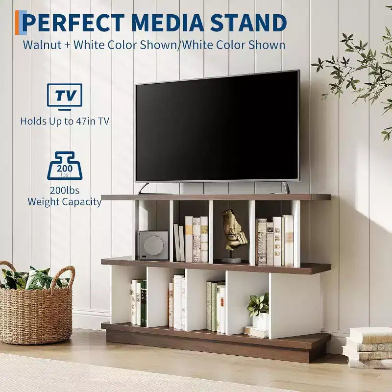 Étagère basse à 8 cubes – Meuble TV en bois avec panneaux arrière amovibles, meuble de rangement d'appoint moderne pour salon, chambre à coucher