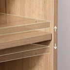 Meuble de rangement Mid-Century avec portes en rotin, étagères réglables, étagères ouvertes, meuble d'appoint Boho pour salon, entrée - Panipeachy