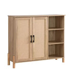 Meuble de rangement Mid-Century avec portes en rotin, étagères réglables, étagères ouvertes, meuble d'appoint Boho pour salon, entrée - Panipeachy