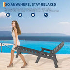 Chaise longue de patio 5 positions pour l'extérieur, chaise longue d'extérieur en HDPE avec porte-gobelet, chaise longue de piscine en résine avec roulettes