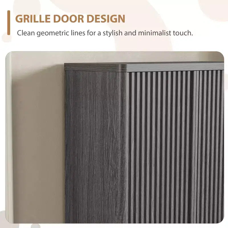 Meuble à chaussures COZONY 31.5 avec étagères réglables, armoire de rangement pour chaussures en bois avec portes cannelées pour entrée, salon