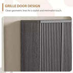 Meuble à chaussures COZONY 31.5 avec étagères réglables, armoire de rangement pour chaussures en bois avec portes cannelées pour entrée, salon