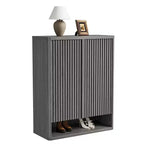 Meuble à chaussures COZONY 31.5 avec étagères réglables, armoire de rangement pour chaussures en bois avec portes cannelées pour entrée, salon