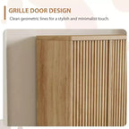 Meuble à chaussures COZONY 31.5 avec étagères réglables, armoire de rangement pour chaussures en bois avec portes cannelées pour entrée, salon
