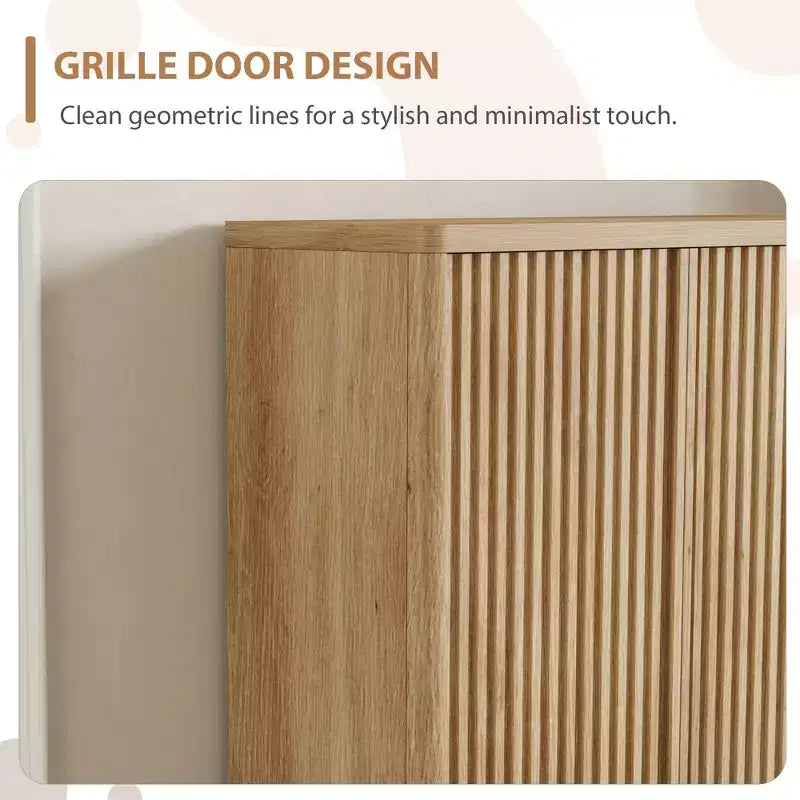 Meuble à chaussures COZONY 31.5 avec étagères réglables, armoire de rangement pour chaussures en bois avec portes cannelées pour entrée, salon