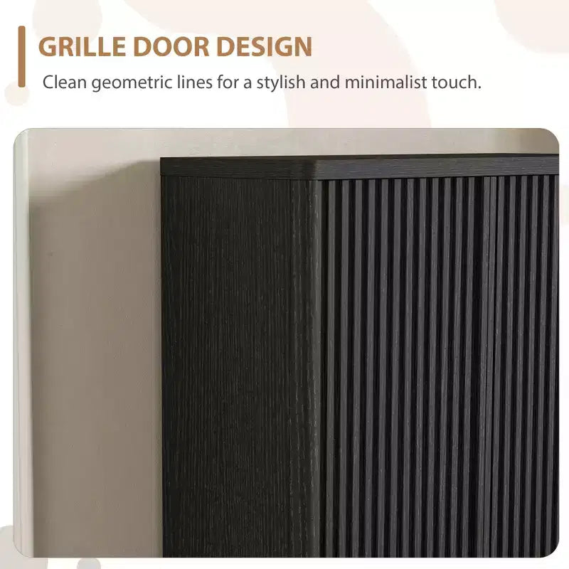 Meuble à chaussures COZONY 31.5 avec étagères réglables, armoire de rangement pour chaussures en bois avec portes cannelées pour entrée, salon