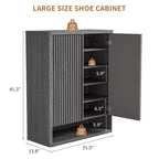 Meuble à chaussures COZONY 31.5 avec étagères réglables, armoire de rangement pour chaussures en bois avec portes cannelées pour entrée, salon