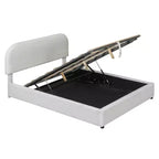 Lit plateforme moderne pleine grandeur Luxystar en polaire pelucheuse avec système de rangement hydraulique