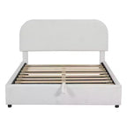 Lit plateforme moderne pleine grandeur Luxystar en polaire pelucheuse avec système de rangement hydraulique